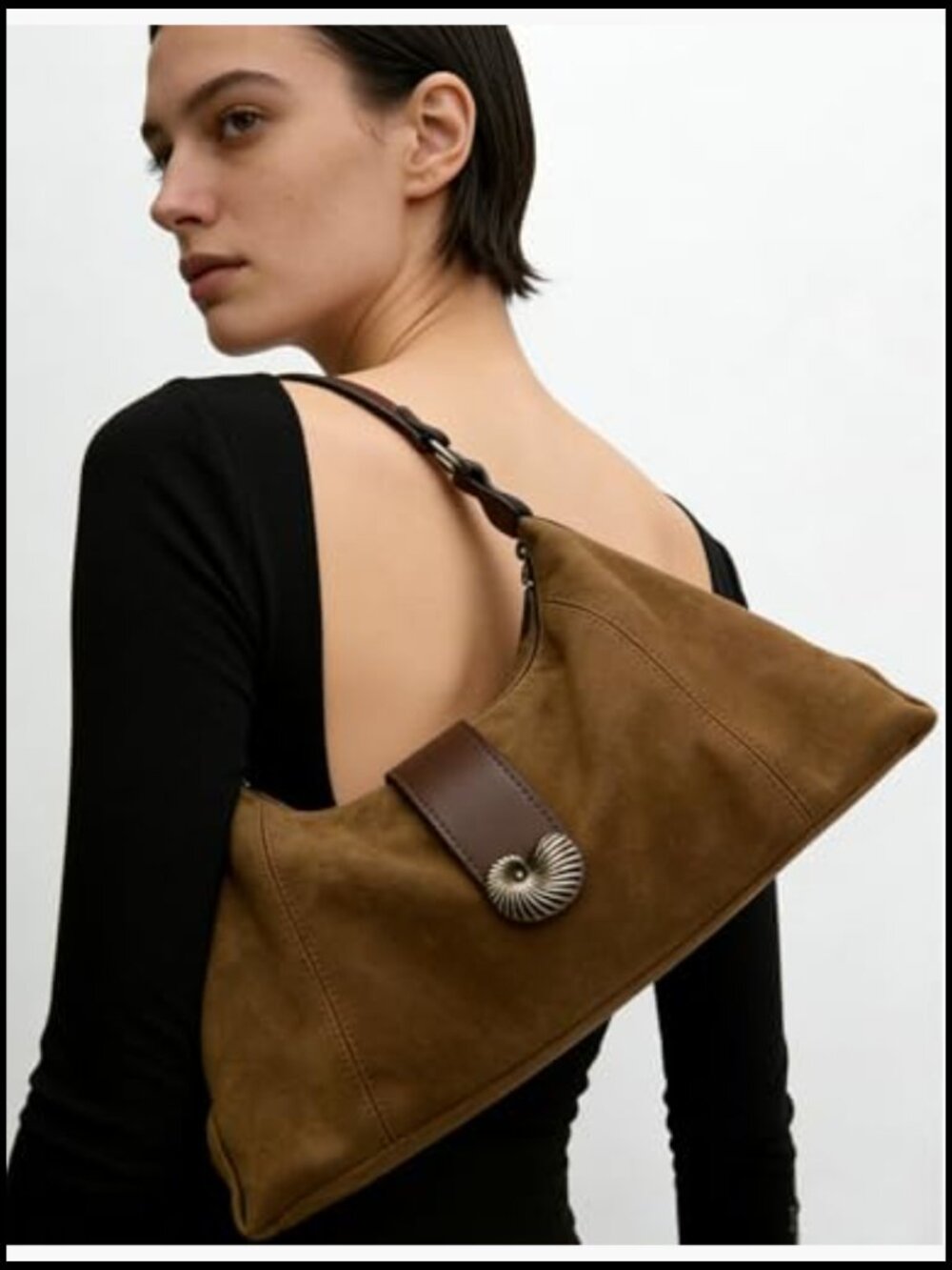 Slouchy Suede Tote Hobo Bag Adjustable Shoulder Strap Vintage Minimalist - Picture 2 of 7